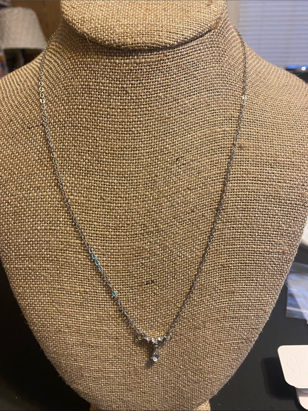 Delicate Silver-Tone Pendant Necklace with Crystal Accents